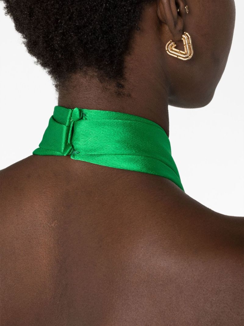 Green Cut-out Halterneck Satin Dress