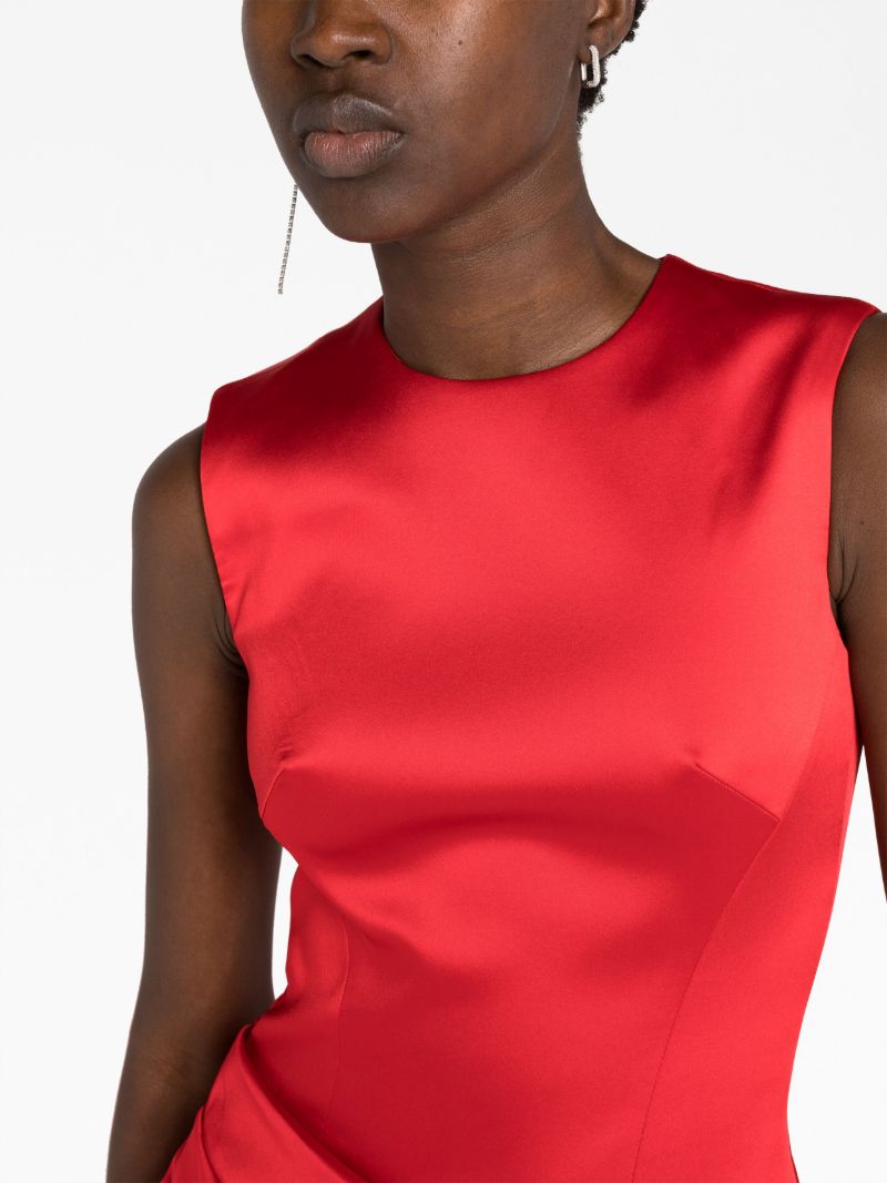 Red Gathered Satin Mermaid Gown