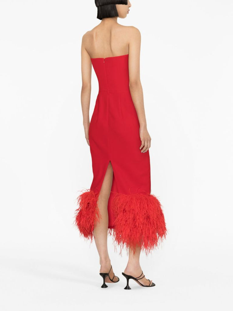 Red Cut-out Halterneck Satin Dress