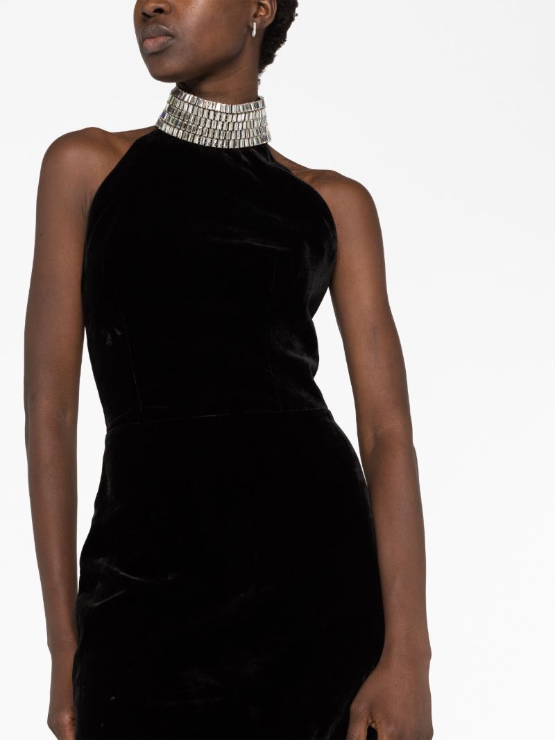 Black Crystal Velvet Maxi Dress