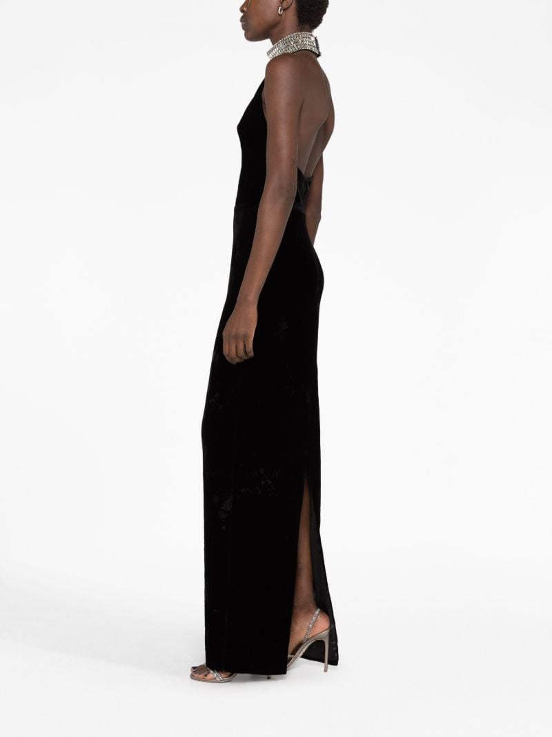 Black Crystal Velvet Maxi Dress