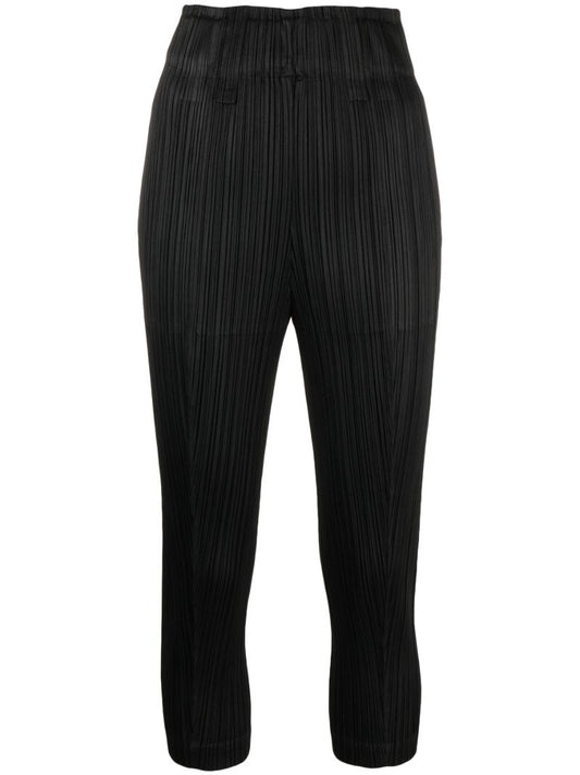Black Route PlissÃ© Tapered Trousers
