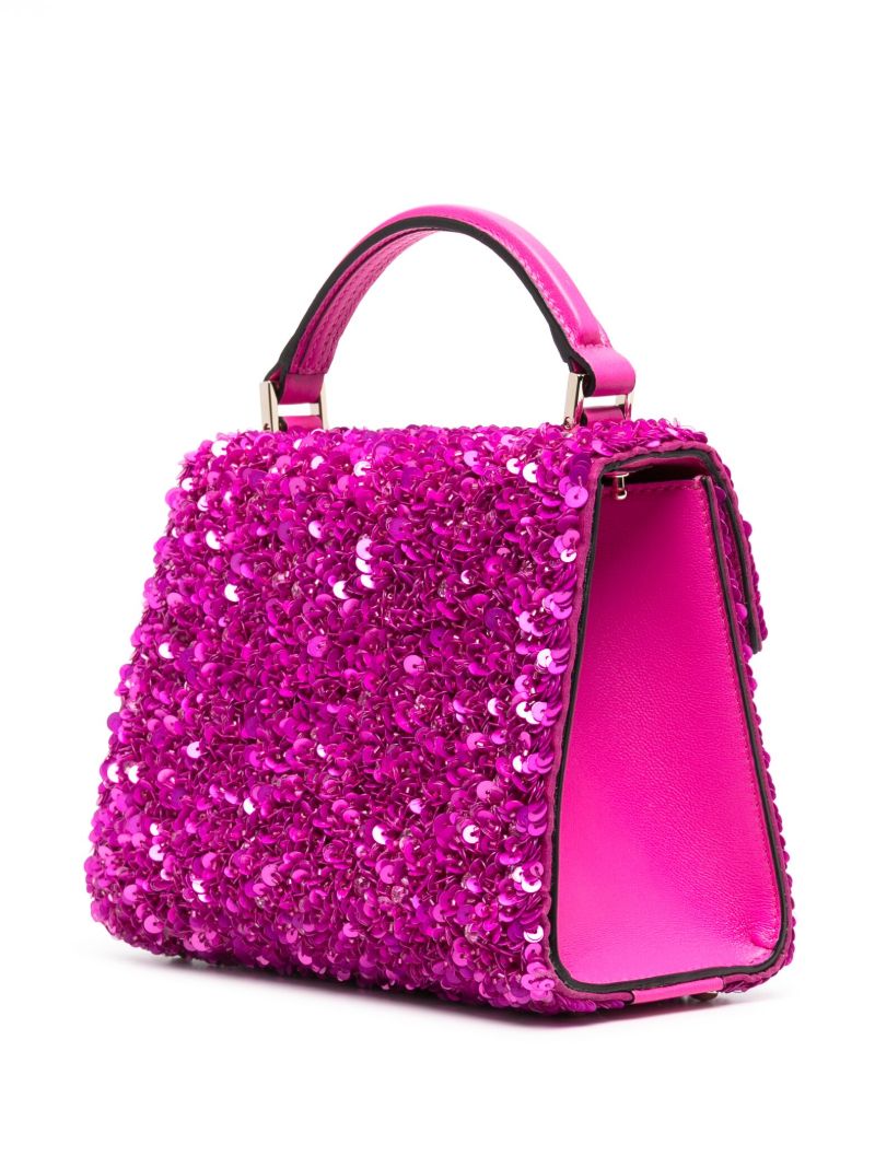 Pink Vsling Mini Sequin-embellished Top Handle Bag