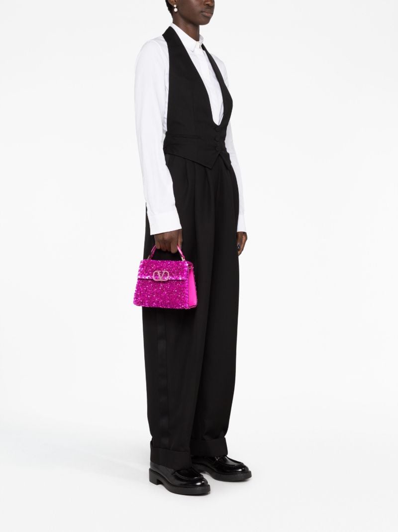 Pink Vsling Mini Sequin-embellished Top Handle Bag