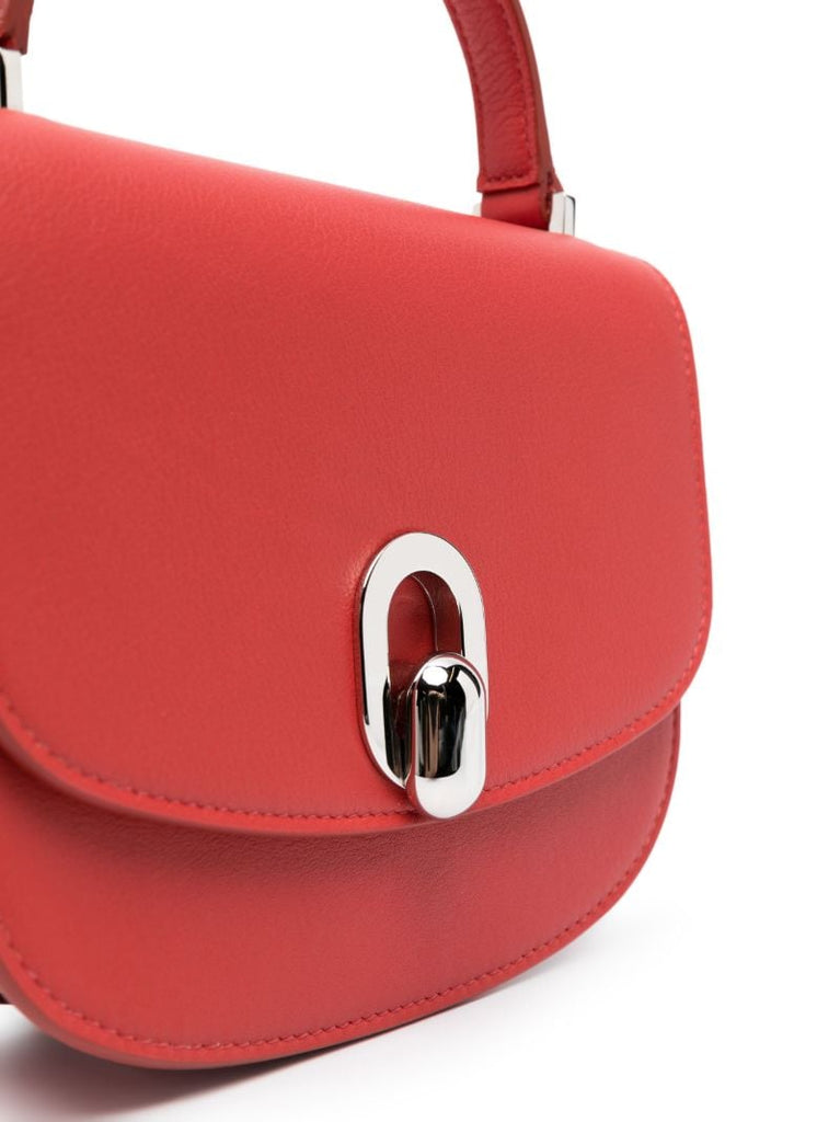 Red Mini Tondo Leather Top Handle Bag