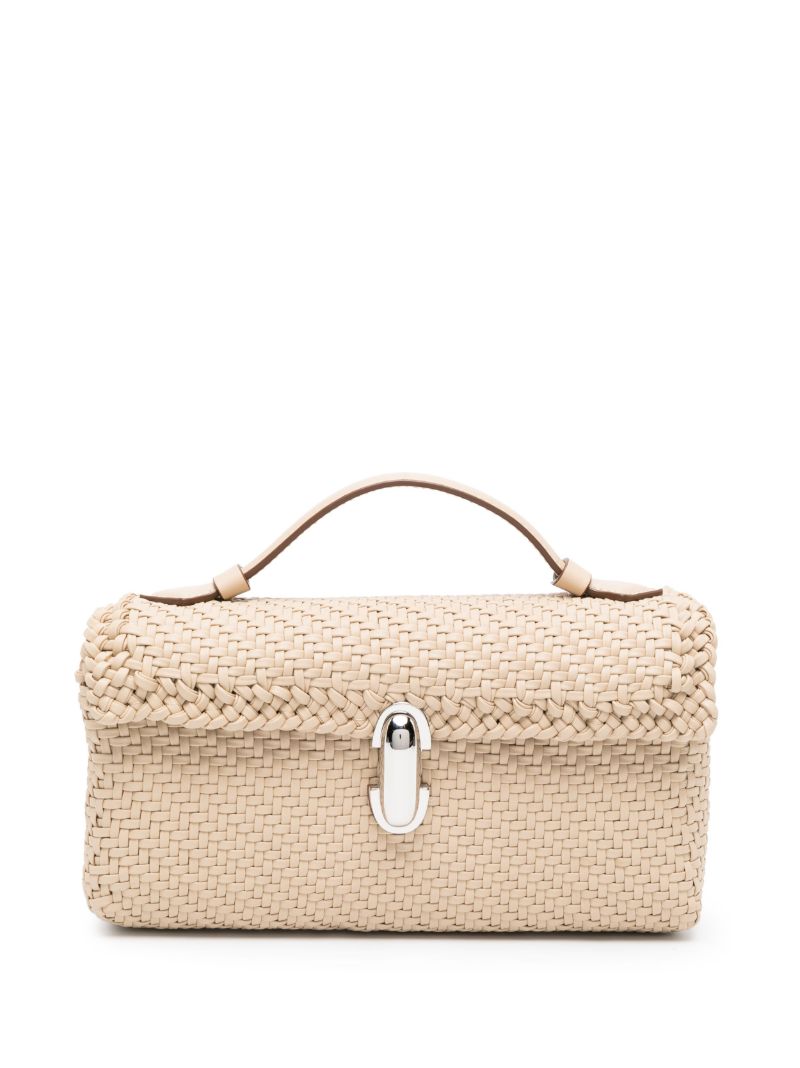 Beige Symmetry Interwoven Leather Mini Bag