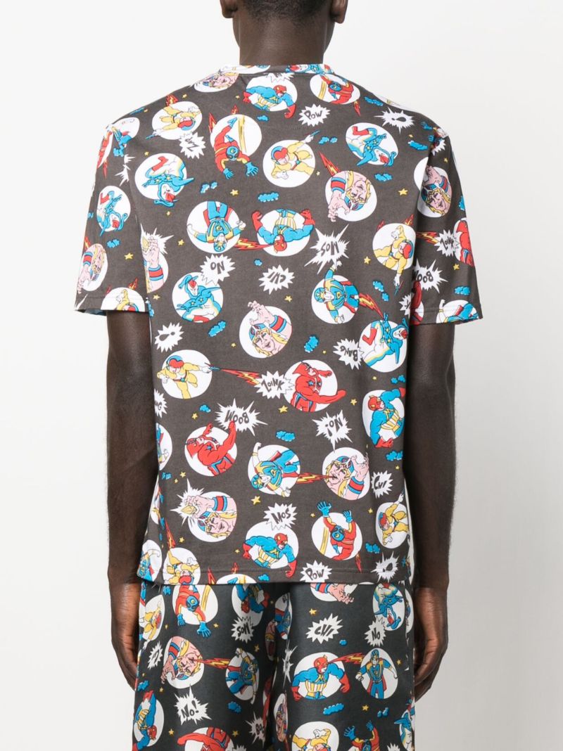 Grey Cartoon-print Cotton T-shirt