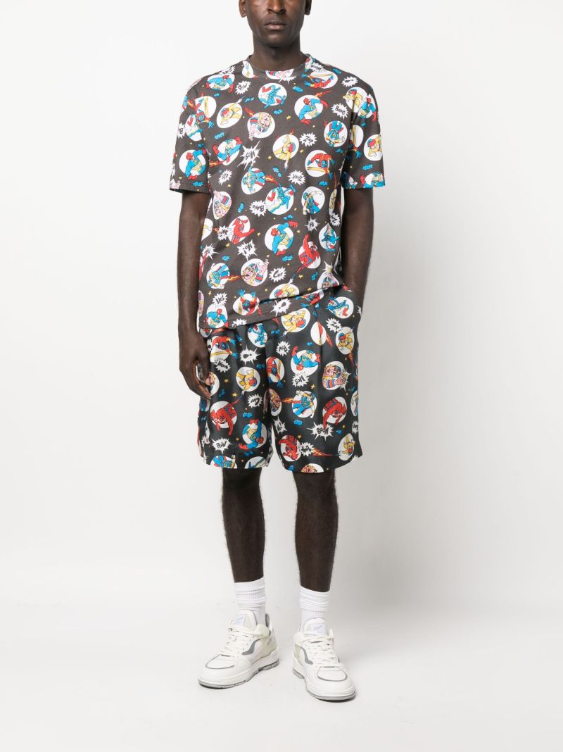 Grey Cartoon-print Cotton T-shirt
