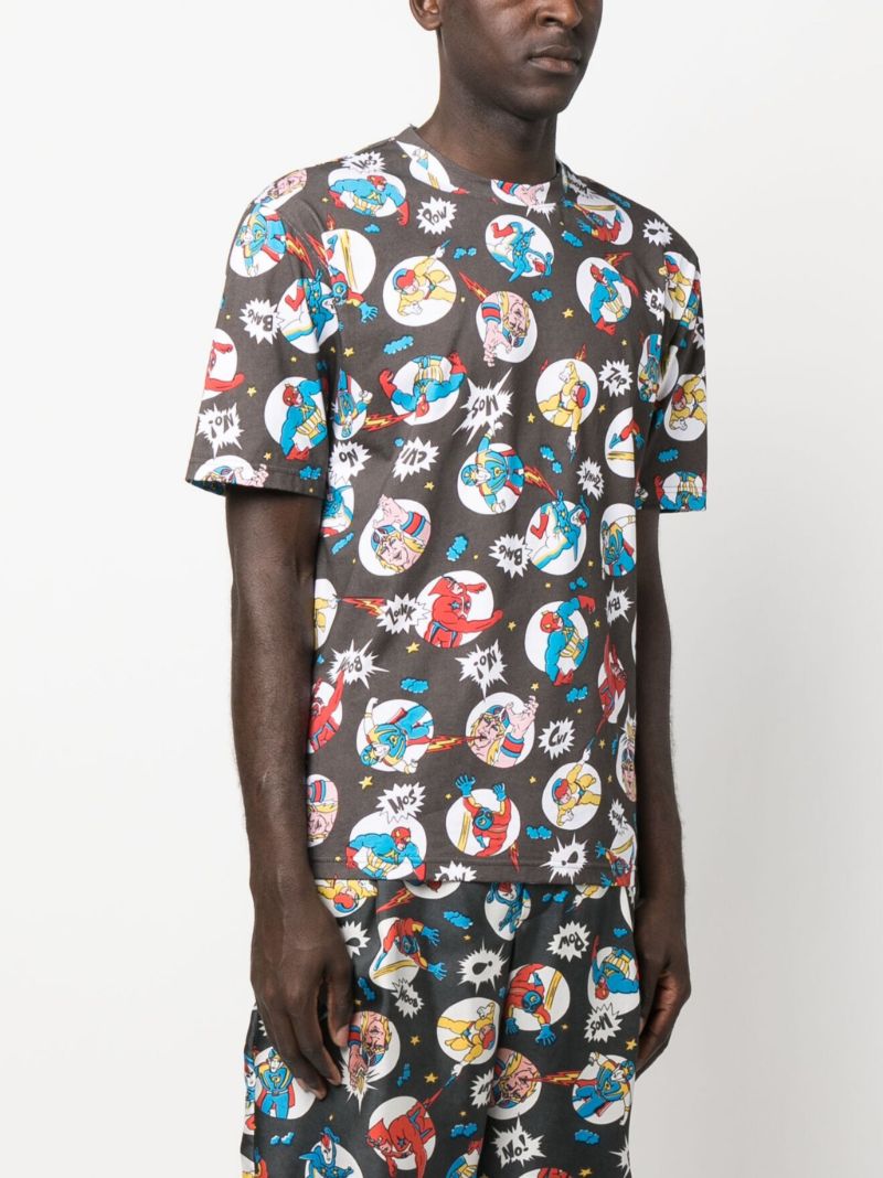 Grey Cartoon-print Cotton T-shirt