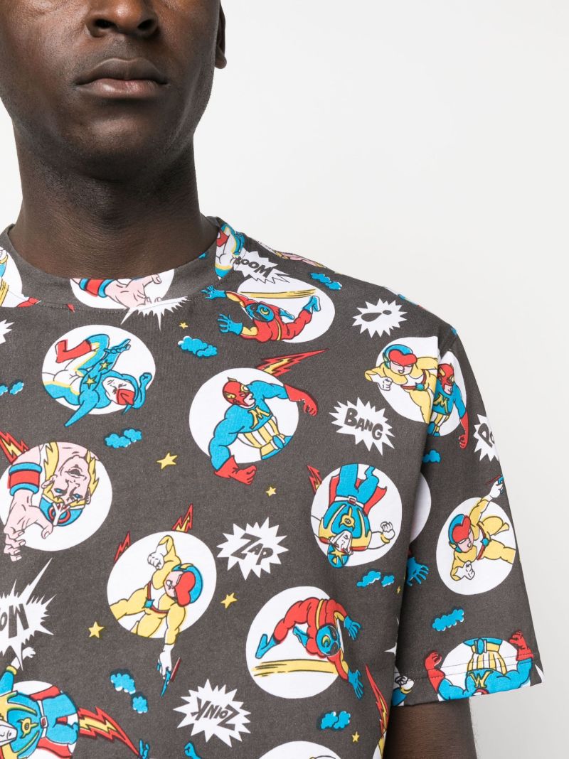 Grey Cartoon-print Cotton T-shirt