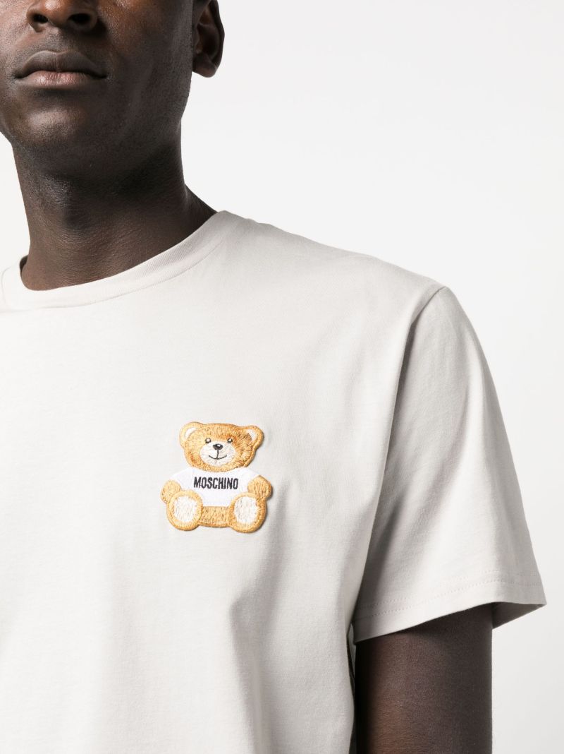Grey Teddy Bear-motif Cotton T-shirt