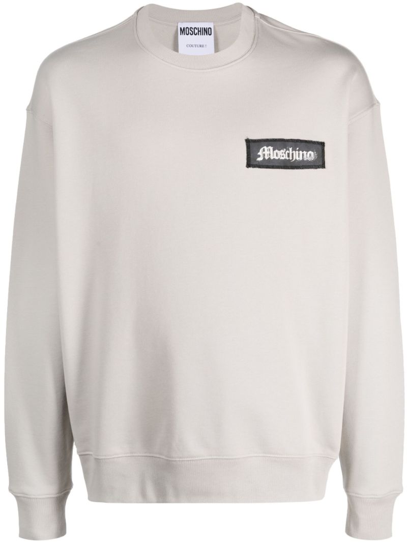 Grey Logo-patch Organic-cotton Sweater