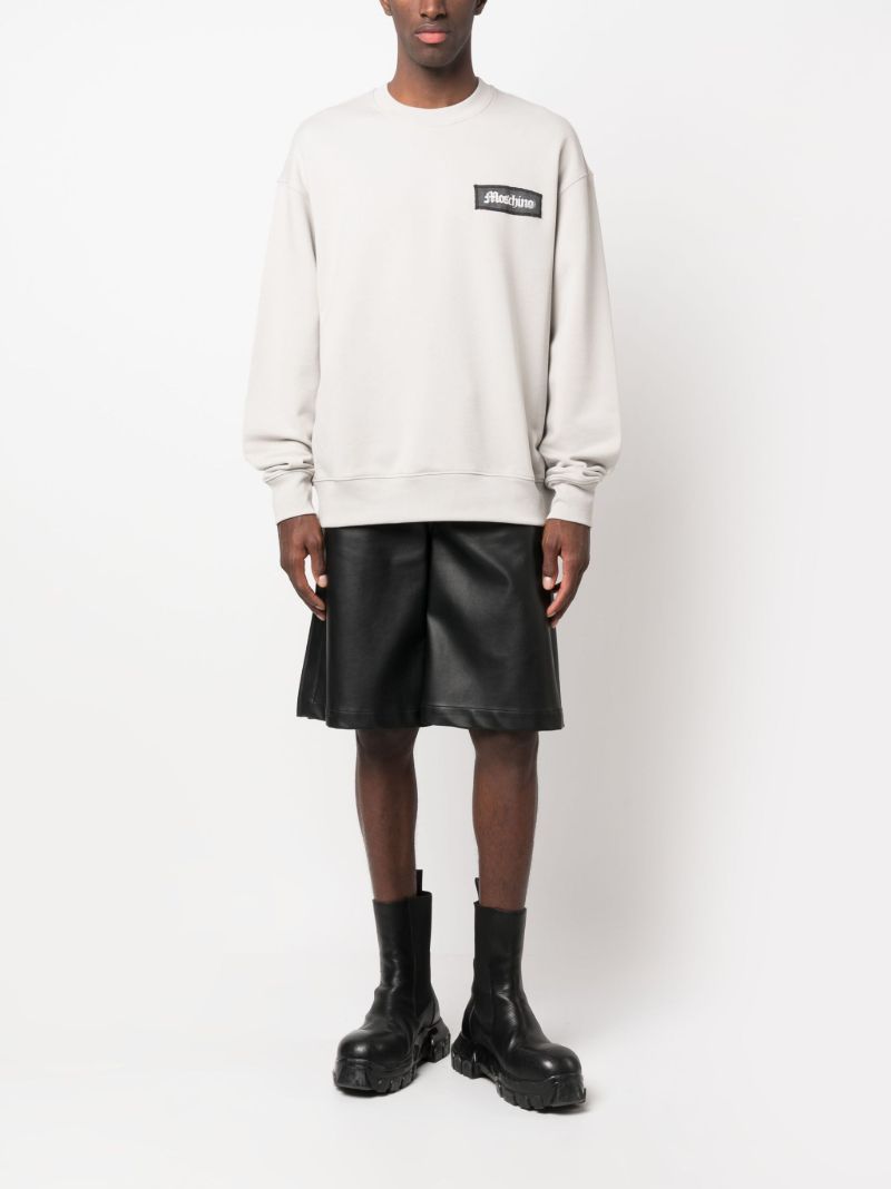 Grey Logo-patch Organic-cotton Sweater