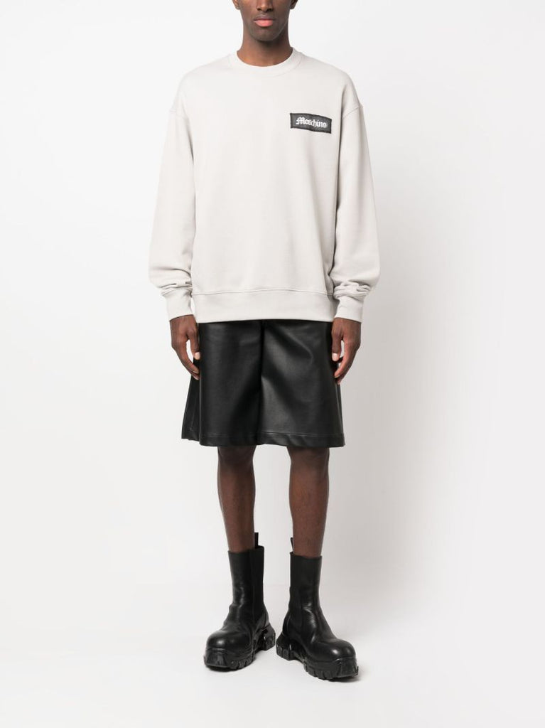 Grey Logo-patch Organic-cotton Sweater