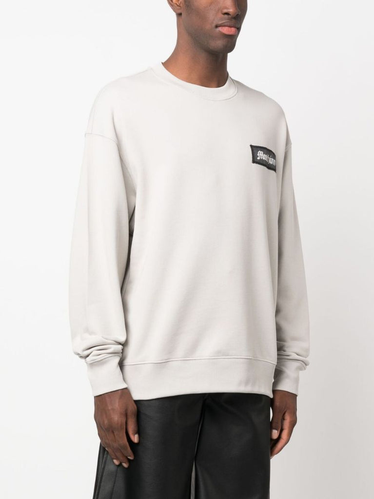 Grey Logo-patch Organic-cotton Sweater