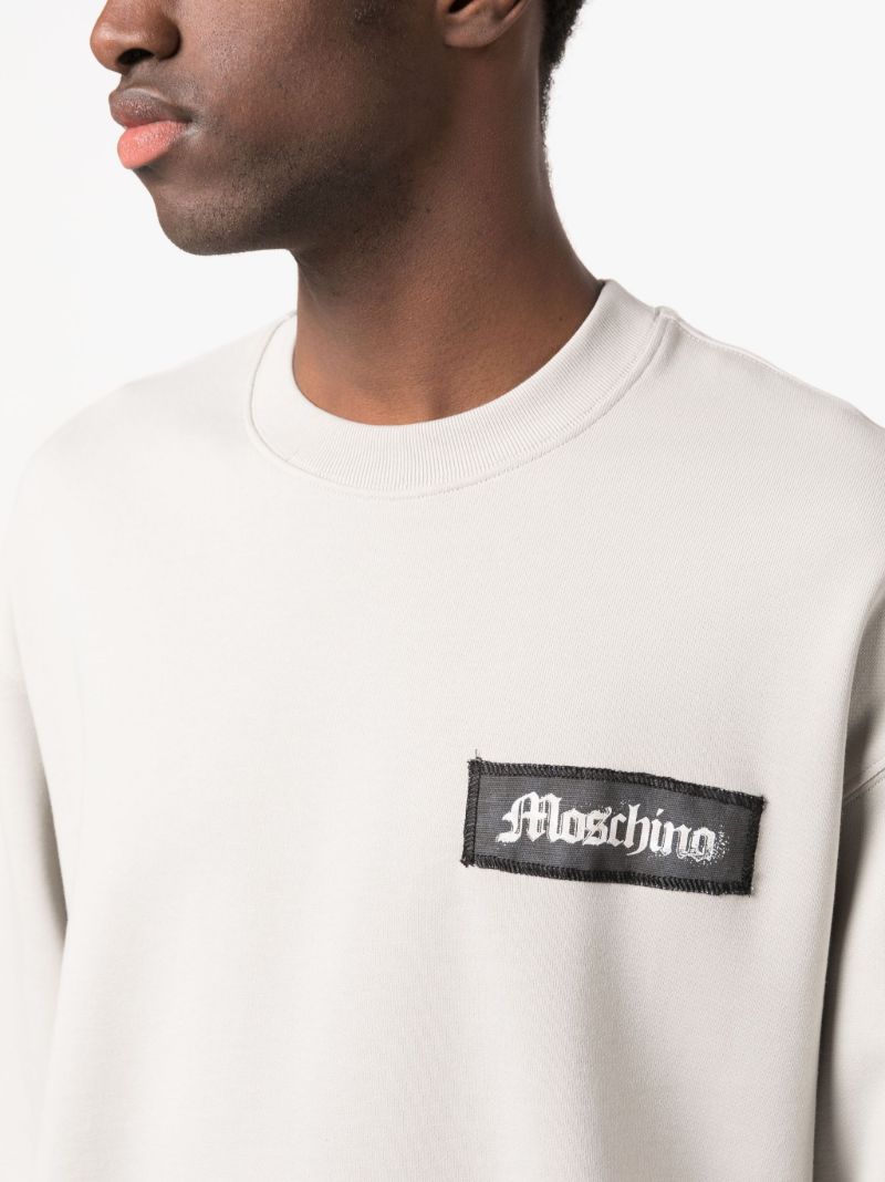 Grey Logo-patch Organic-cotton Sweater