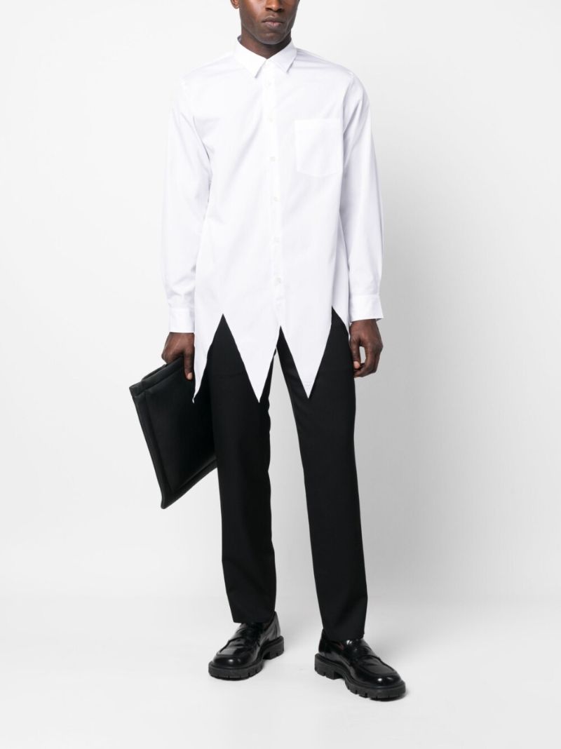 Black Wool Straight-leg Trousers