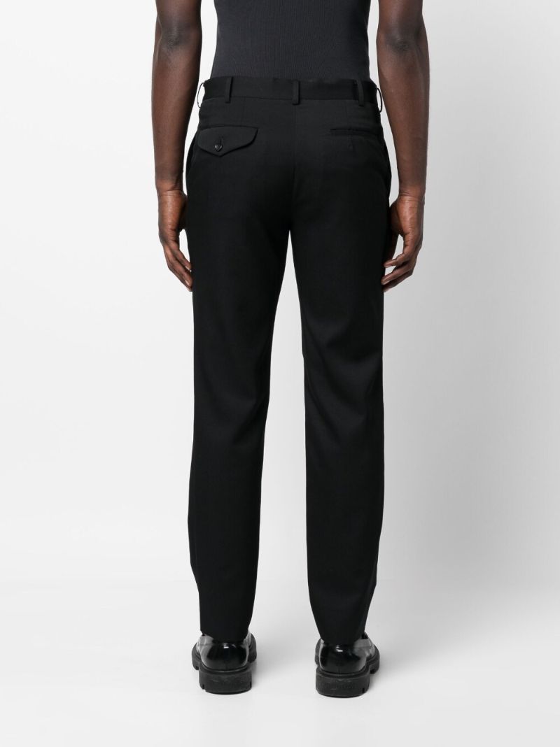 Black Wool Straight-leg Trousers