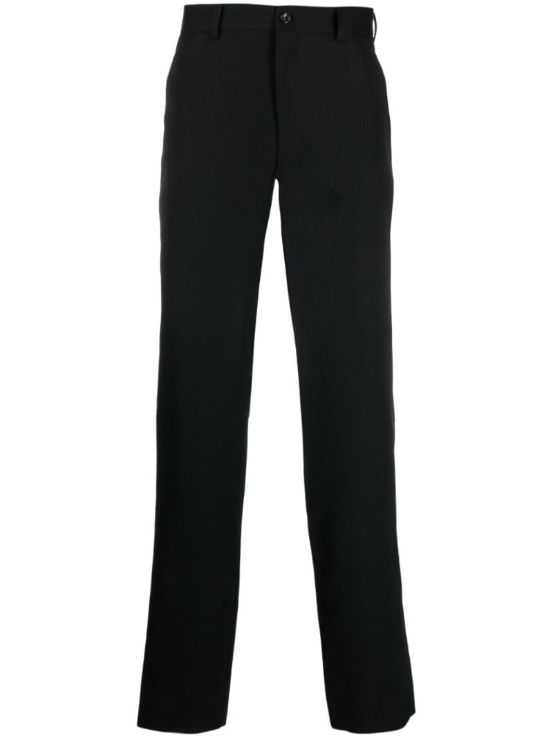Black Wool Straight-leg Trousers