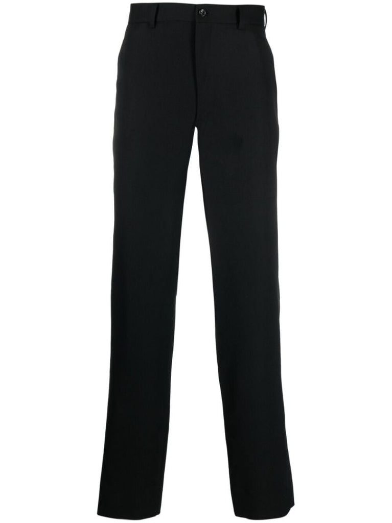 Black Wool Straight-leg Trousers
