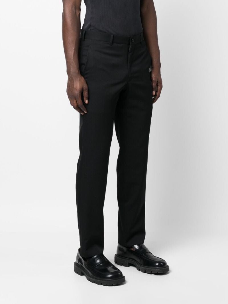Black Wool Straight-leg Trousers