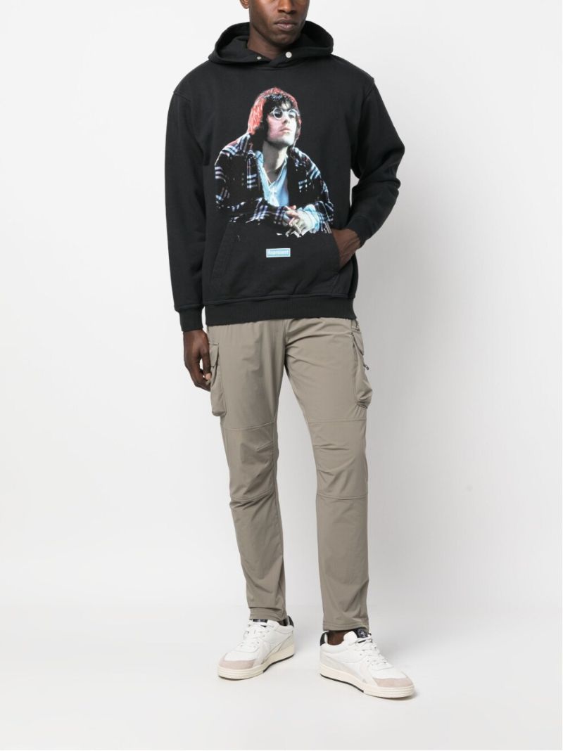 X Liam Gallagher Black Maine Road Printed Hoodie