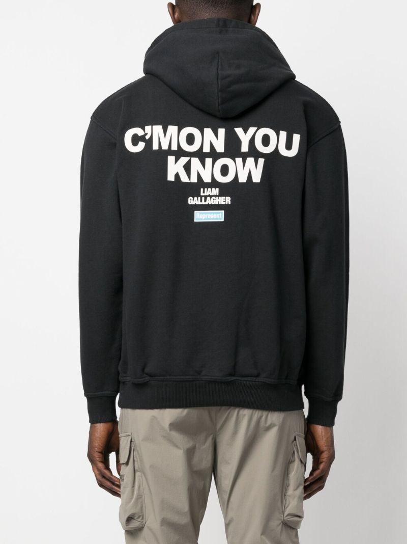 X Liam Gallagher Black Maine Road Printed Hoodie