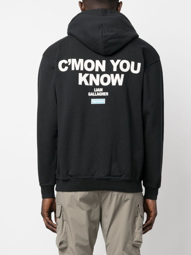 X Liam Gallagher Black Maine Road Printed Hoodie