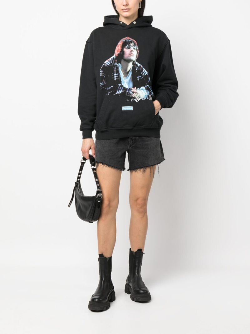 X Liam Gallagher Black Maine Road Printed Hoodie