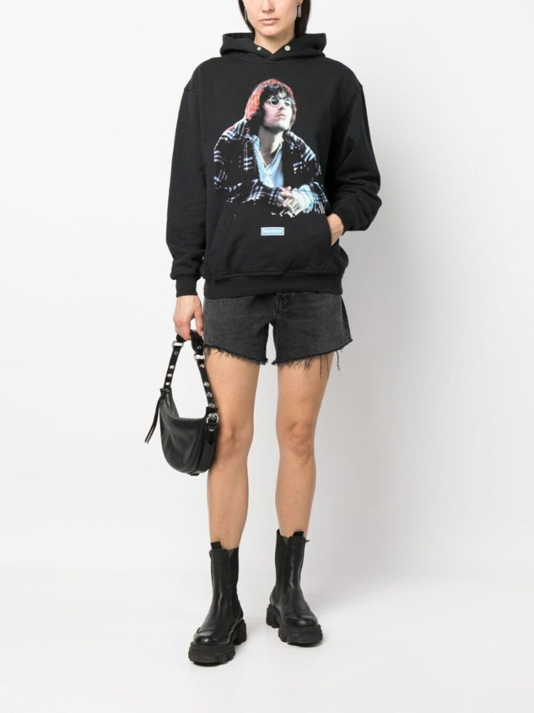 X Liam Gallagher Black Maine Road Printed Hoodie