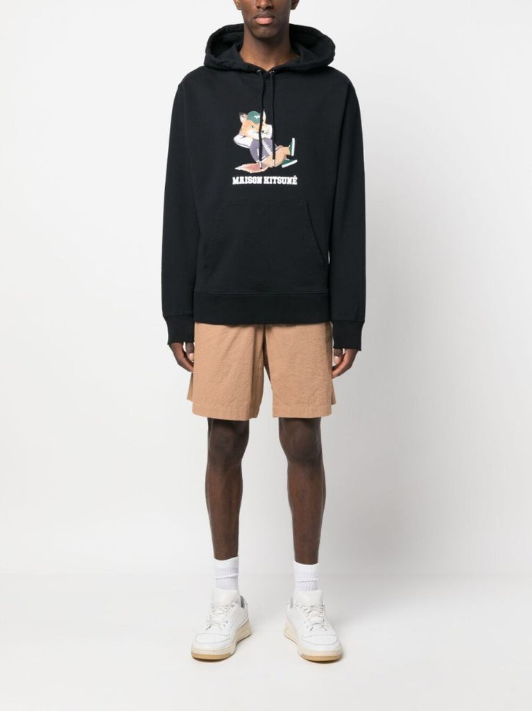 Black Chillax Fox Cotton Hoodie