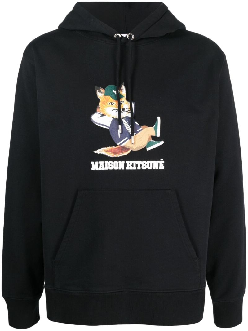 Black Chillax Fox Cotton Hoodie