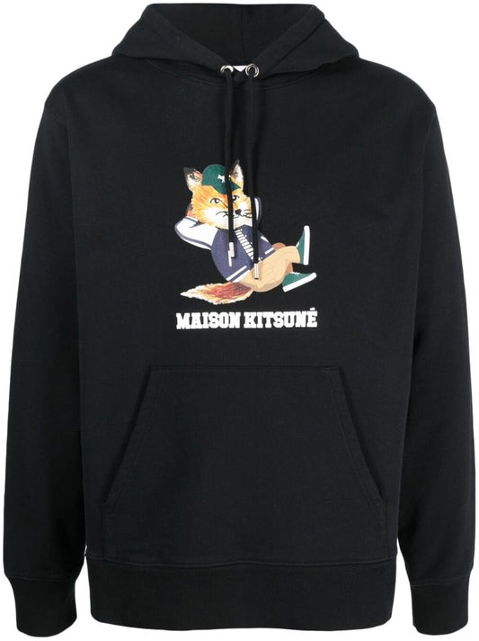Black Chillax Fox Cotton Hoodie