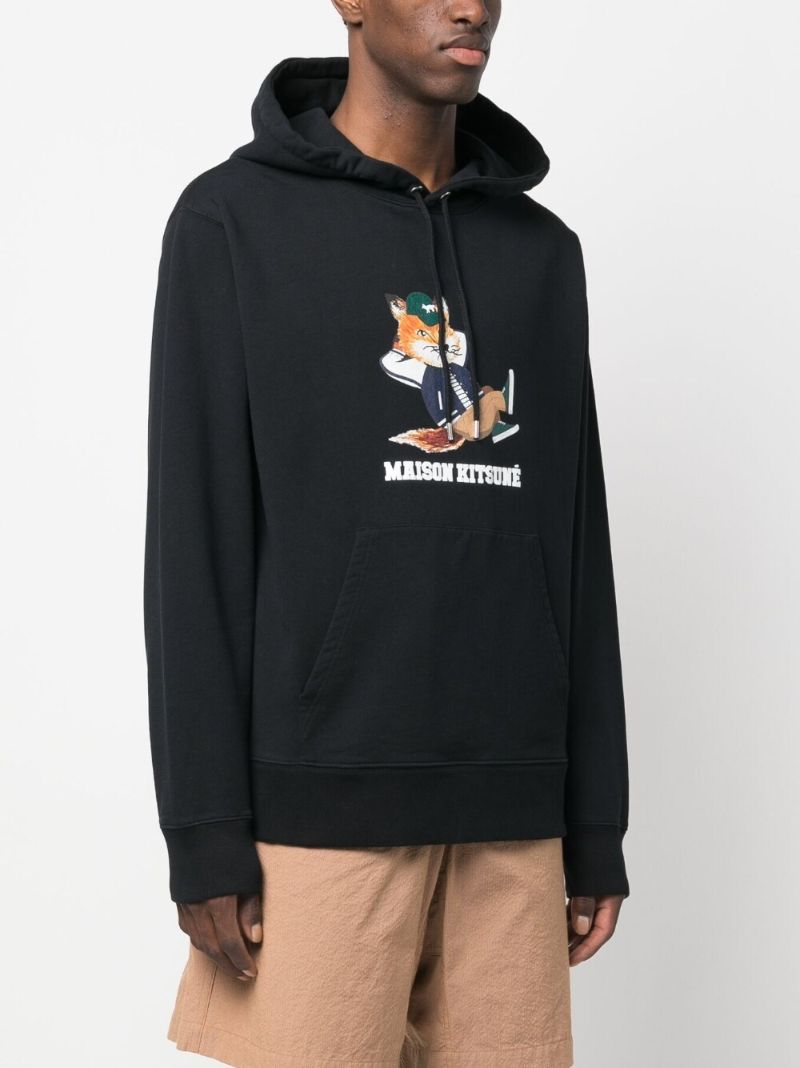 Black Chillax Fox Cotton Hoodie
