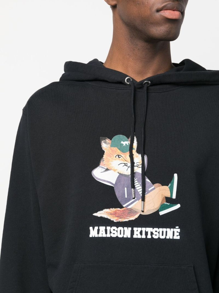 Black Chillax Fox Cotton Hoodie
