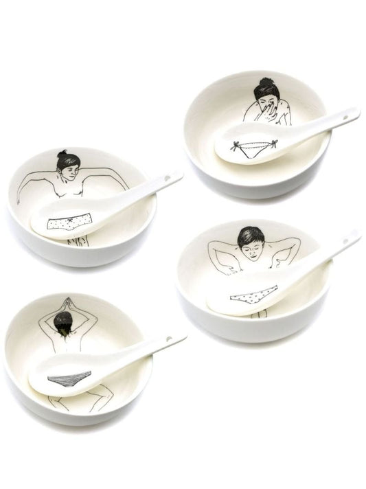 White Undressed Bowls Set