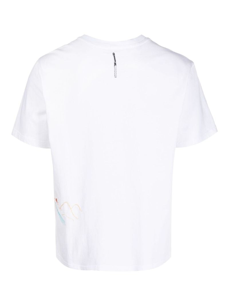 White Floral Print Cotton T-shirt