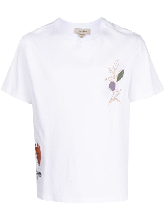 White Floral Print Cotton T-shirt