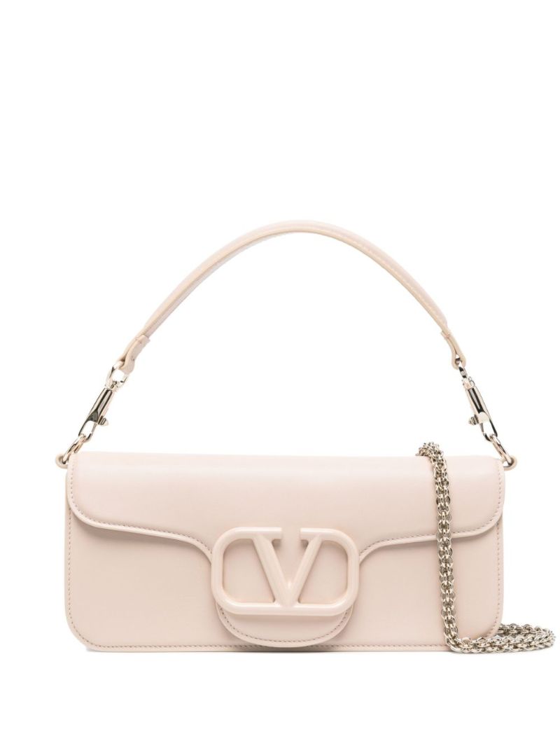 Pink Vlogo Signature Leather Shoulder Bag