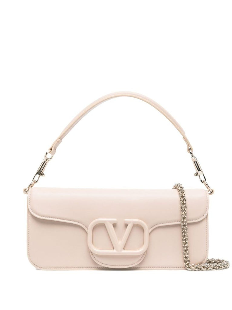 Pink Vlogo Signature Leather Shoulder Bag