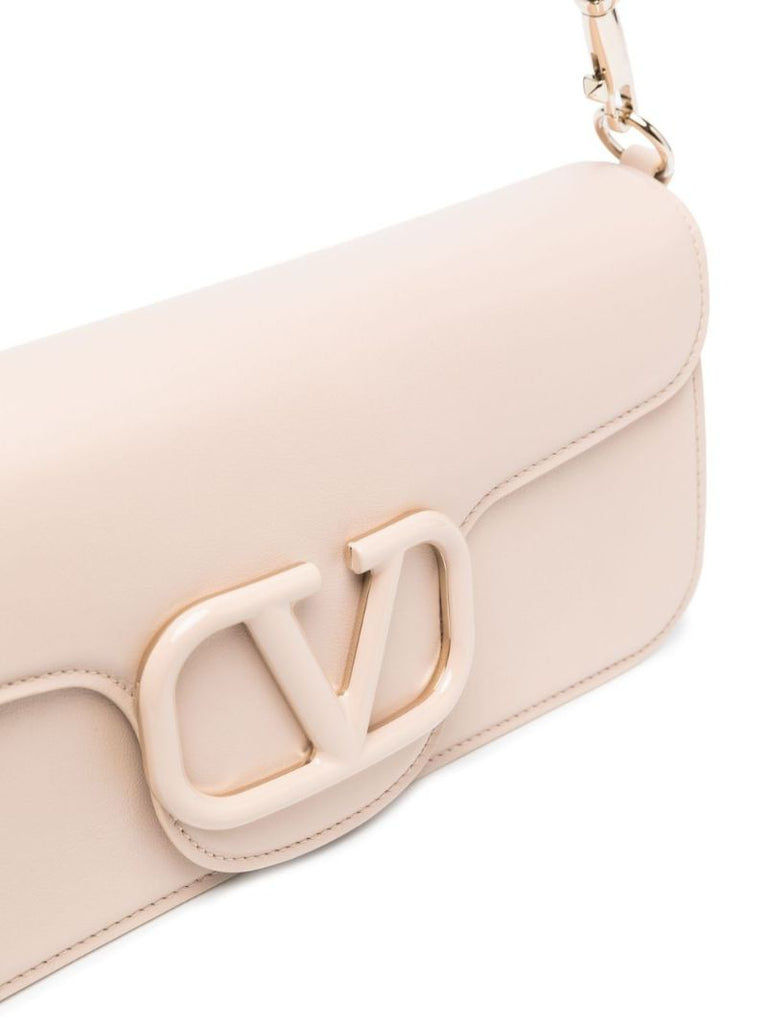 Pink Vlogo Signature Leather Shoulder Bag