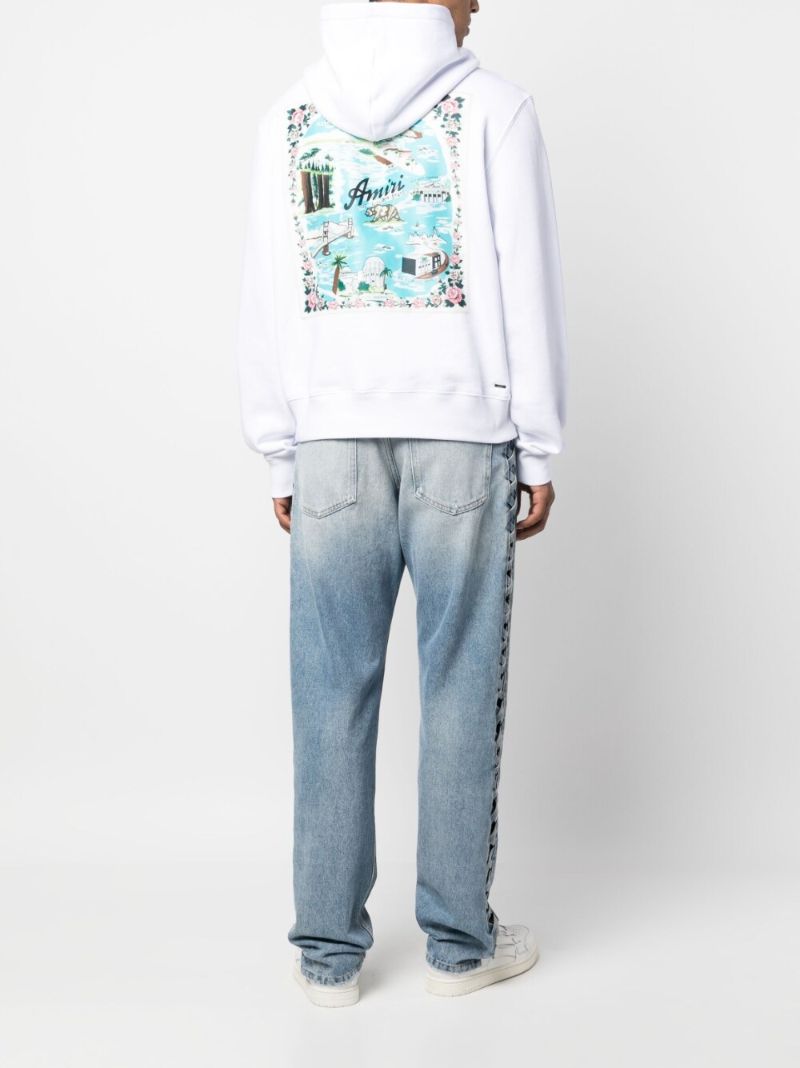 White Graphic Print Hoodie