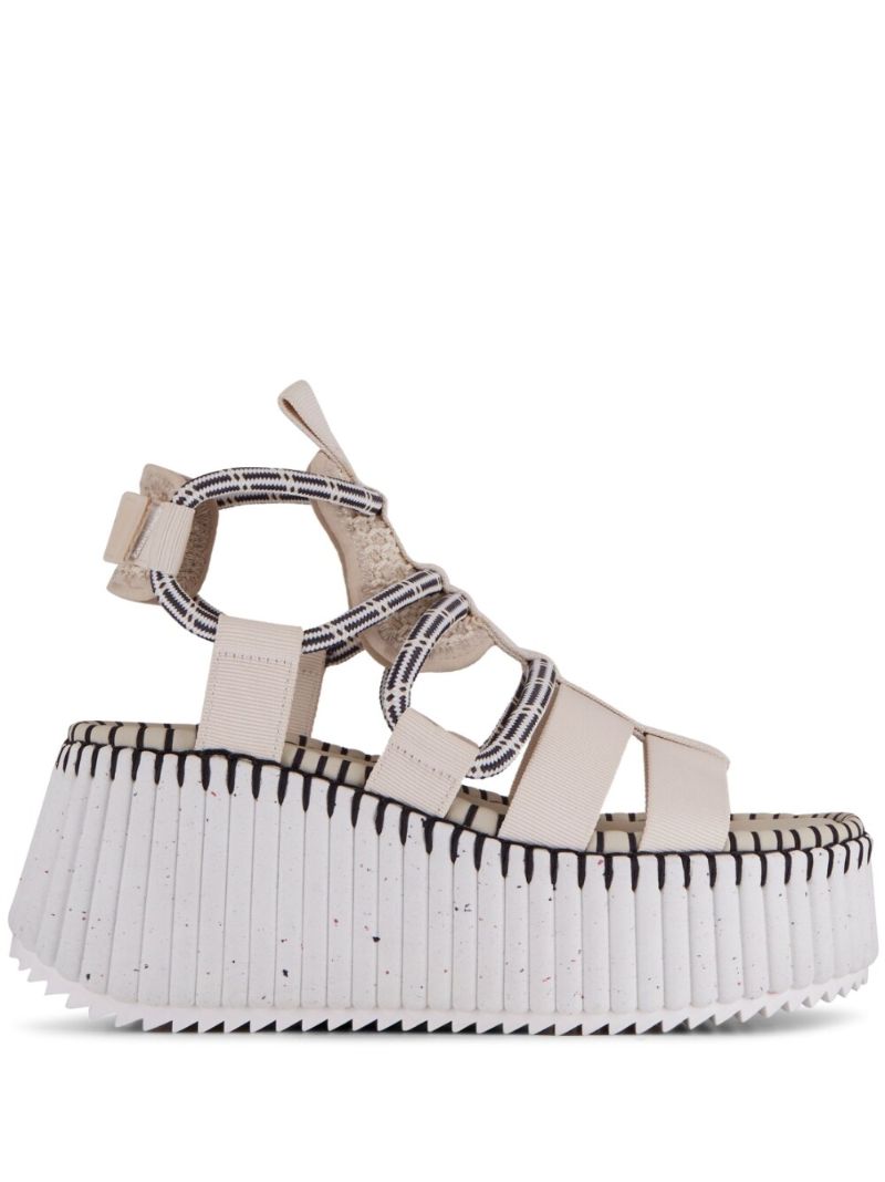 Beige Nama 80 Wedge Sandals
