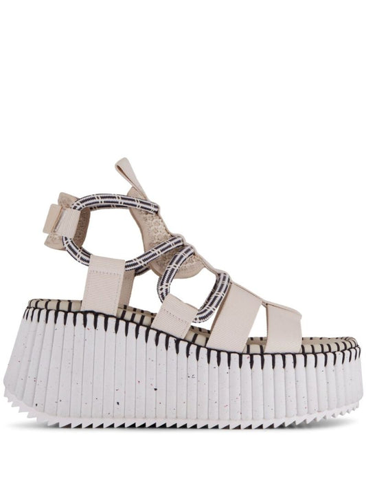 Beige Nama 80 Wedge Sandals