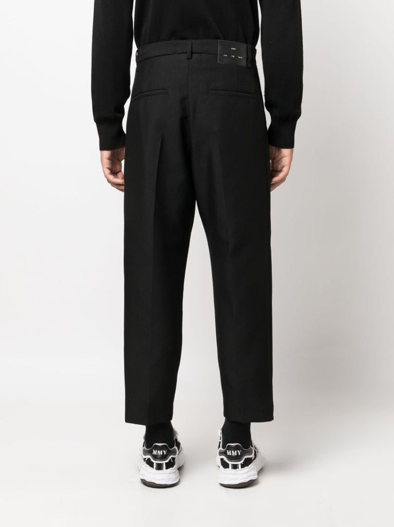 Black Wool-blend Tapered Trousers