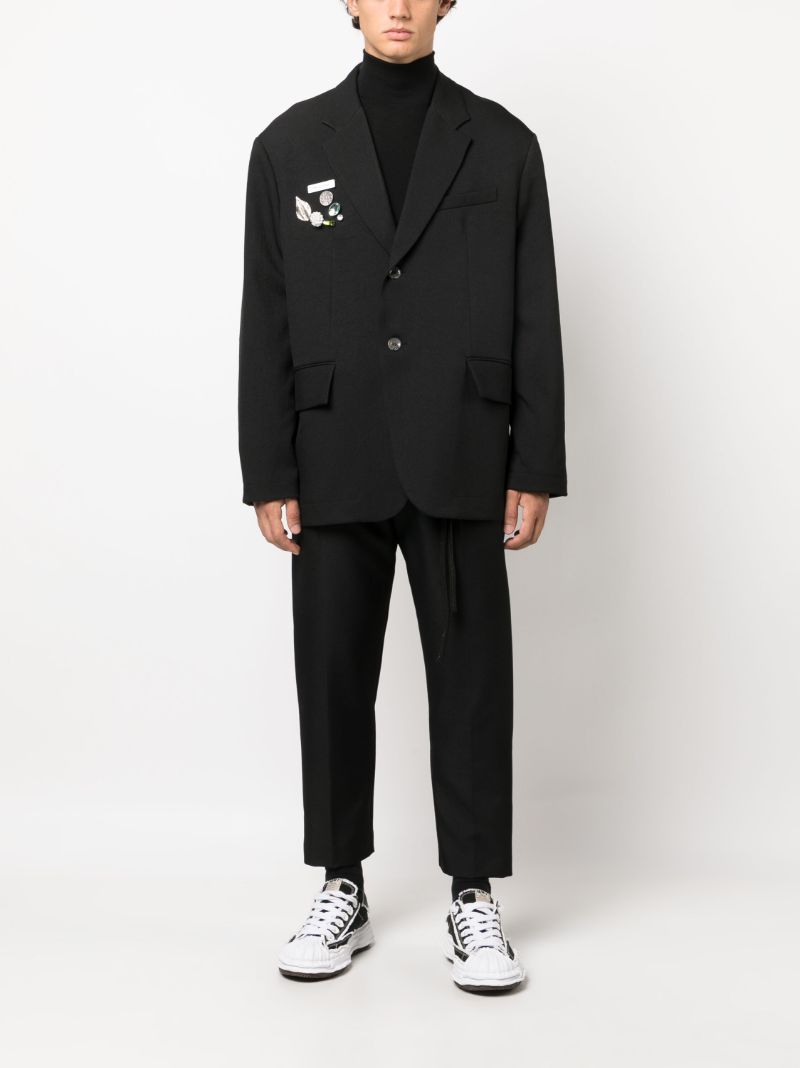 Black Wool-blend Tapered Trousers