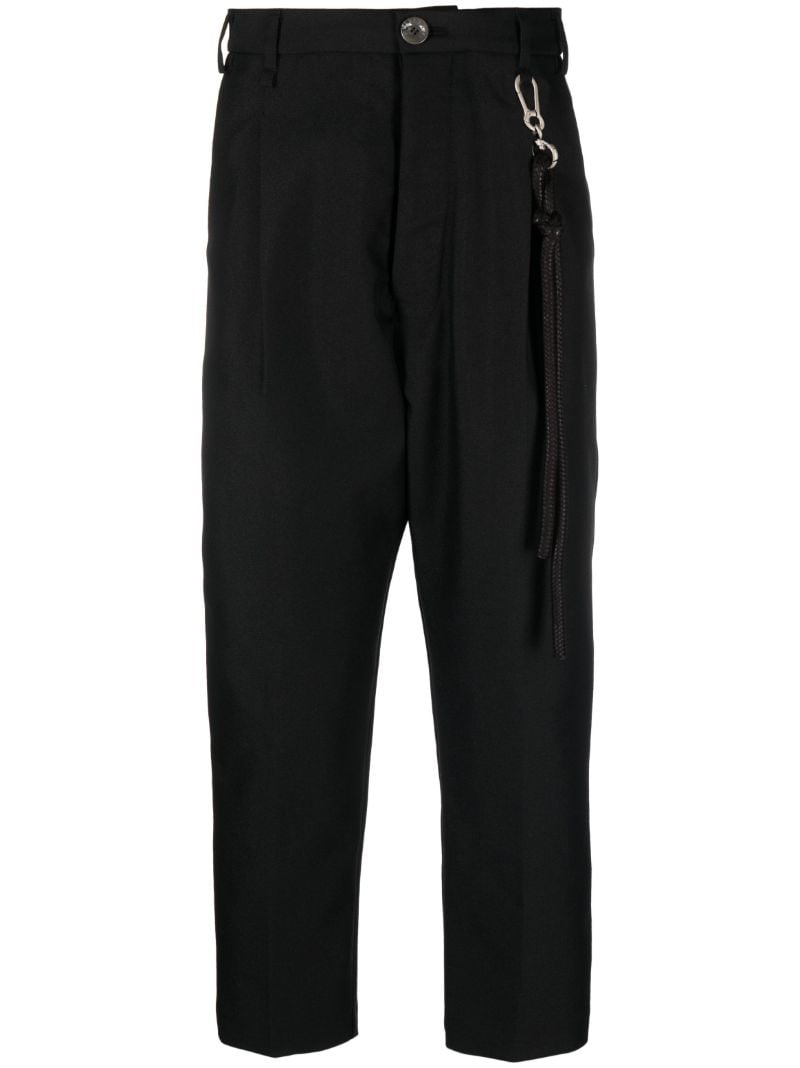 Black Wool-blend Tapered Trousers