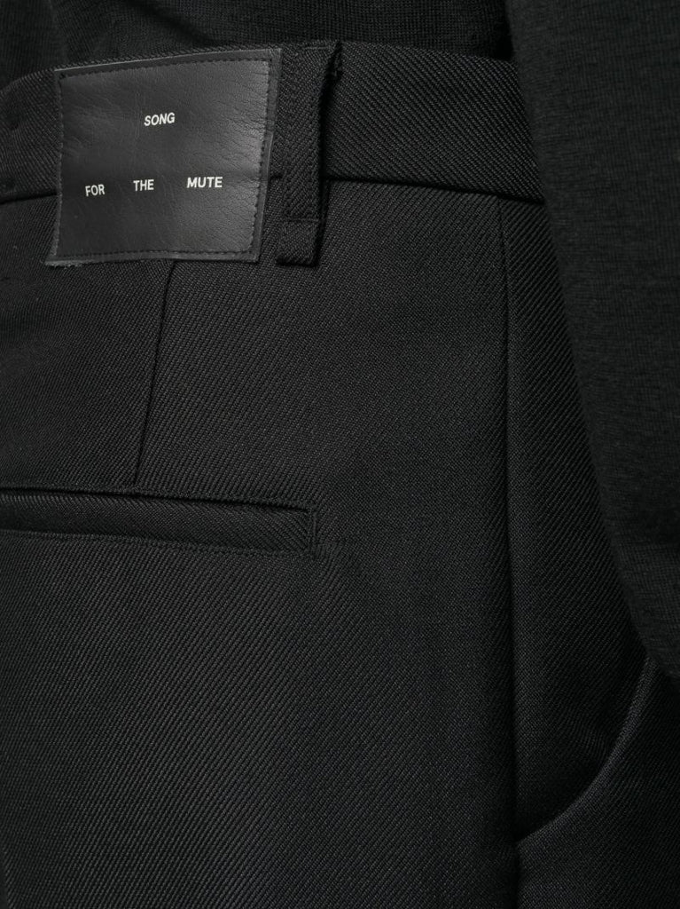 Black Wool-blend Tapered Trousers