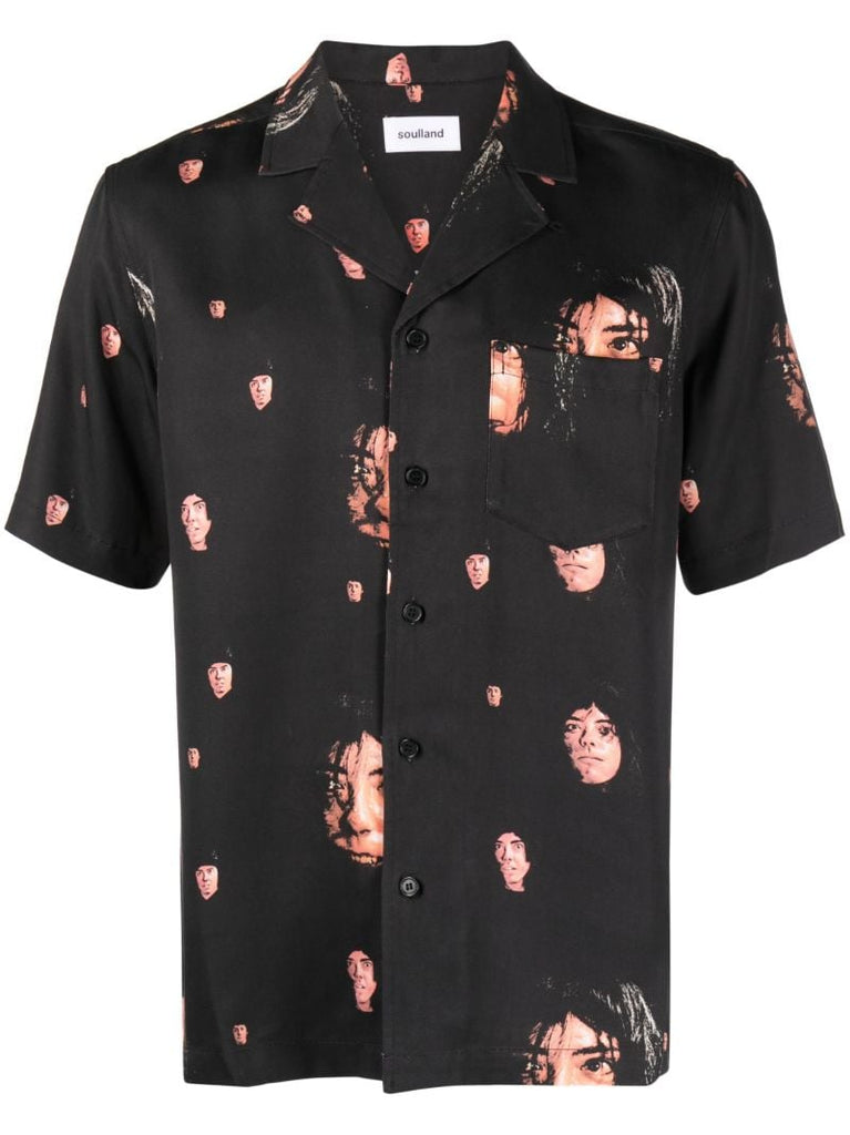 Black Orson Printed Bowling Shirt