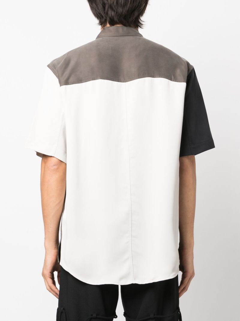 Black Colour-block Short-sleeve Shirt